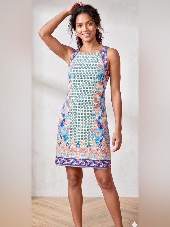 Hale Bob Dresses & Skirts - Hale Bob Multi Color Geometric Floral Shift Dress L